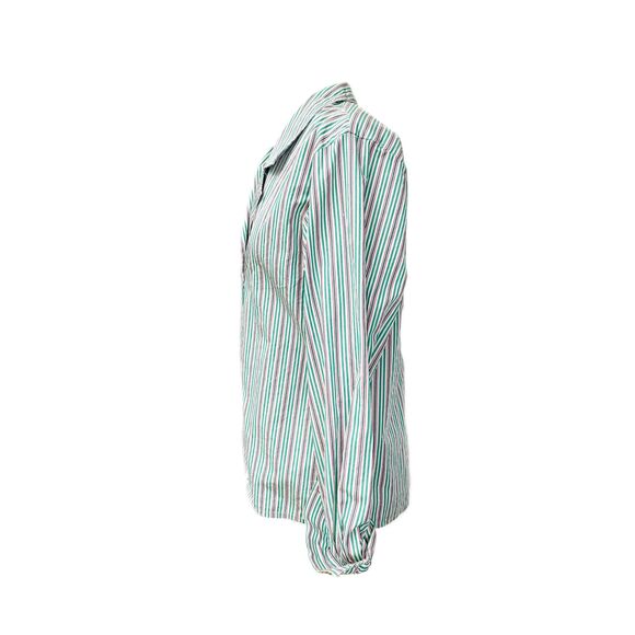 1950s Jaeger Boxy Tailored Cotton Striped Long Sleeve Shirt - Picture 3 of 4